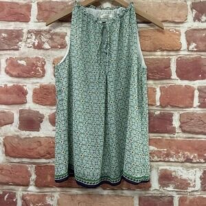 Max Studio Halter Top Women's XS Green Boho Floral Ruffle Neck Casual Shirt